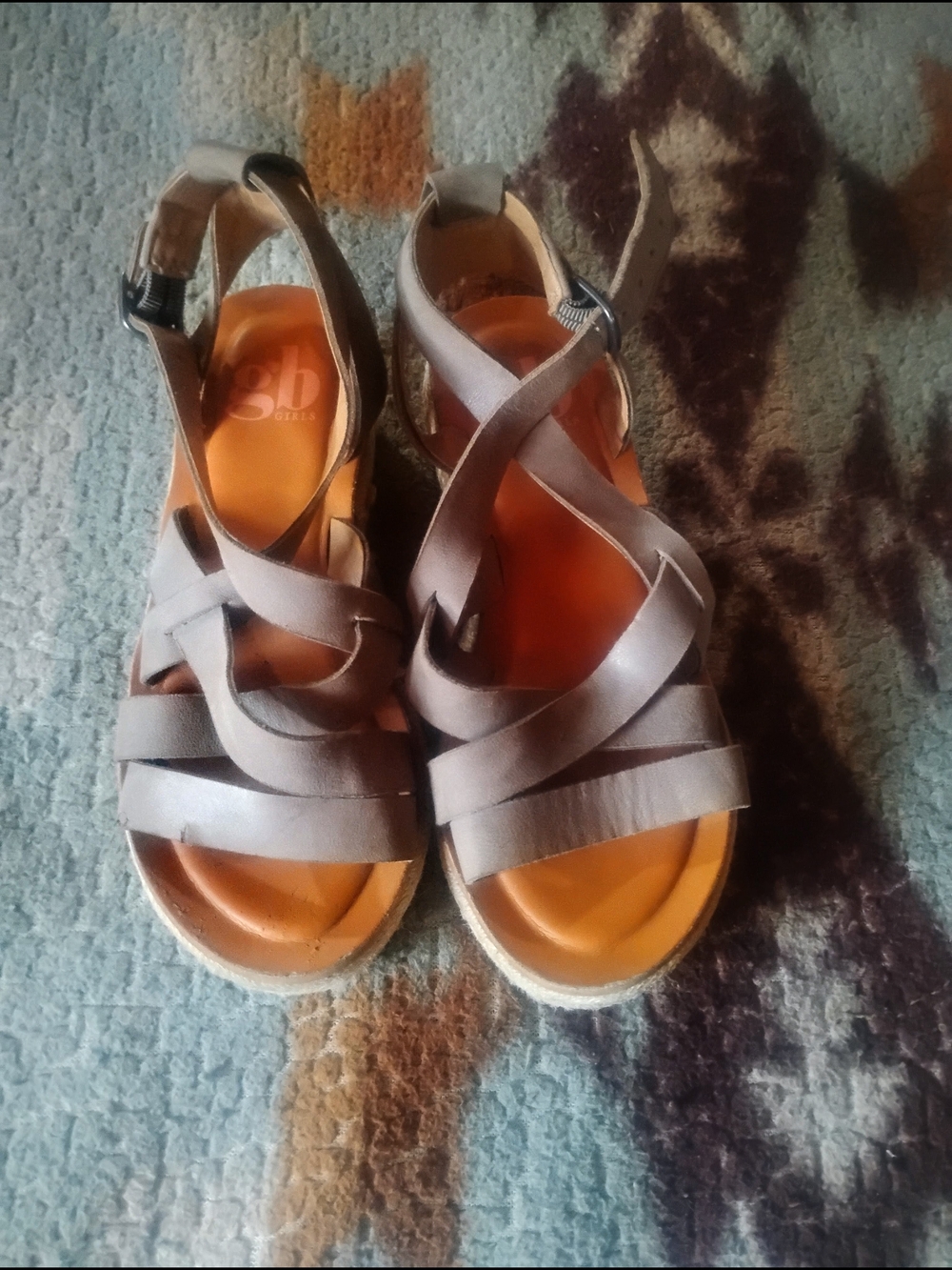 Women's GB girls Gray Strappy Wedge Sandals